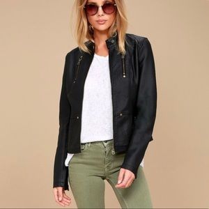Black Vegan Leather Moto Jacket